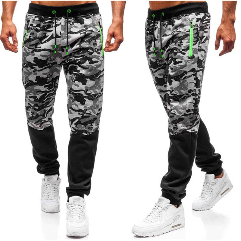 Slim-fit Trousers With Camouflage Lace-up Trousers For Men