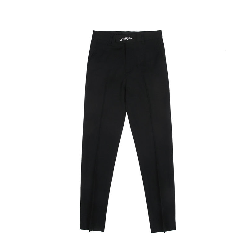 Embroidered Men's Slim Casual Western Trousers