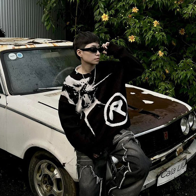 European And American Round Neck Knitted Sweater