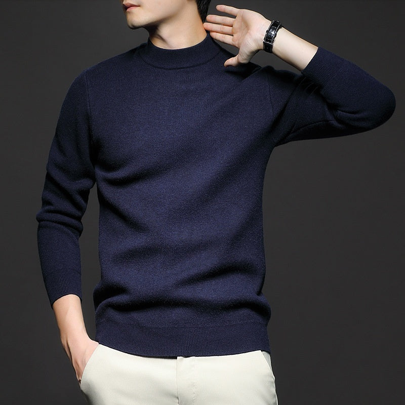 Men's Worsted Knitted Long Sleeve Sweater