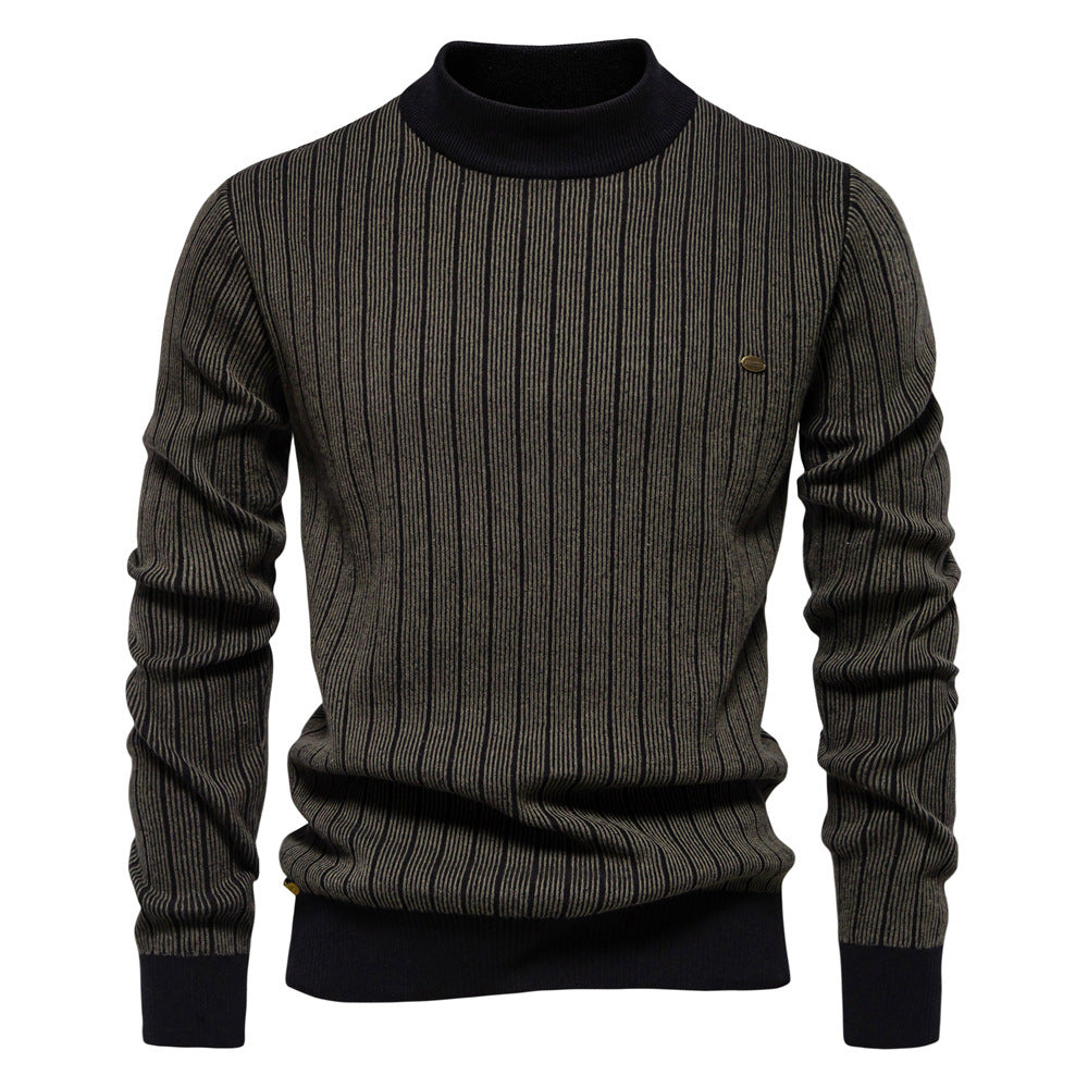 Half Turtleneck Slim Striped Men's Pullovers