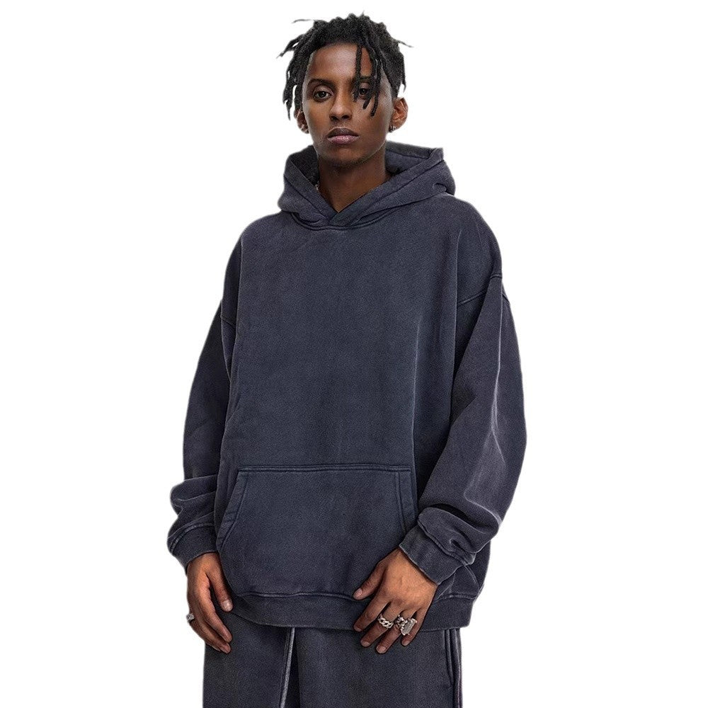 Heavy Fleece-lined Thickened Retro Washed hoodie