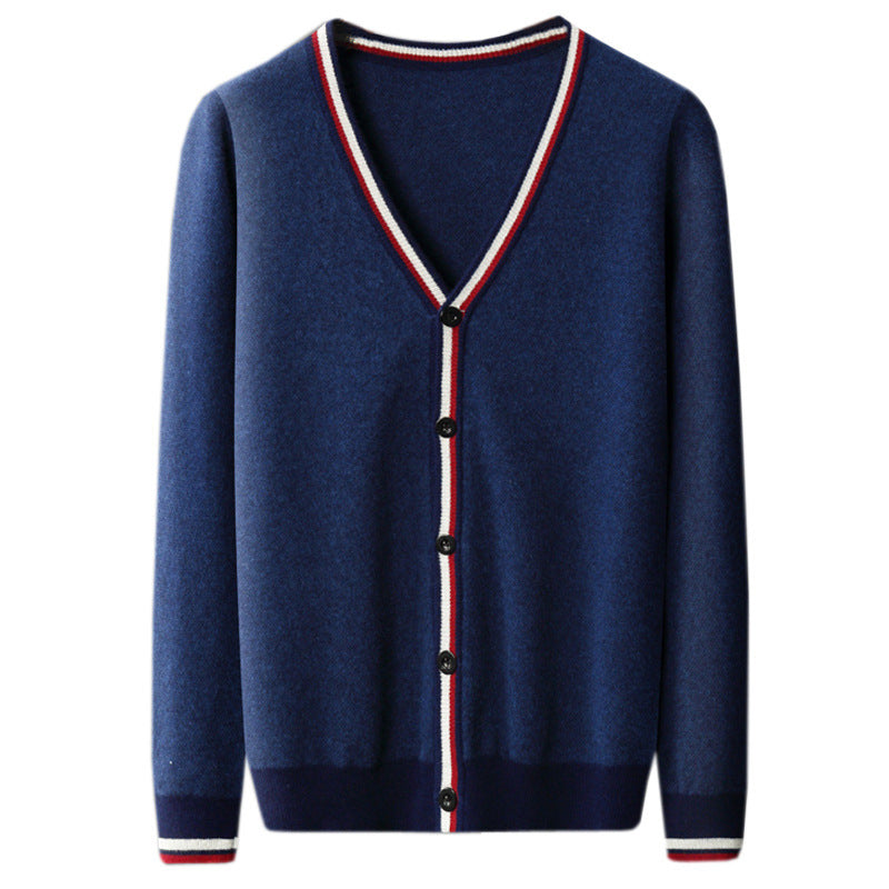 Medium Thick stripes Wool Cardigan sweater