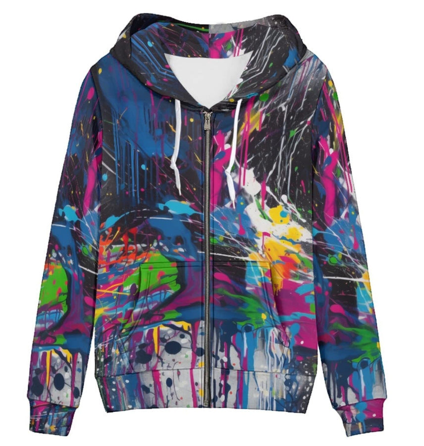 Men's And Women's 3D Painted Printed Zipper hoodie