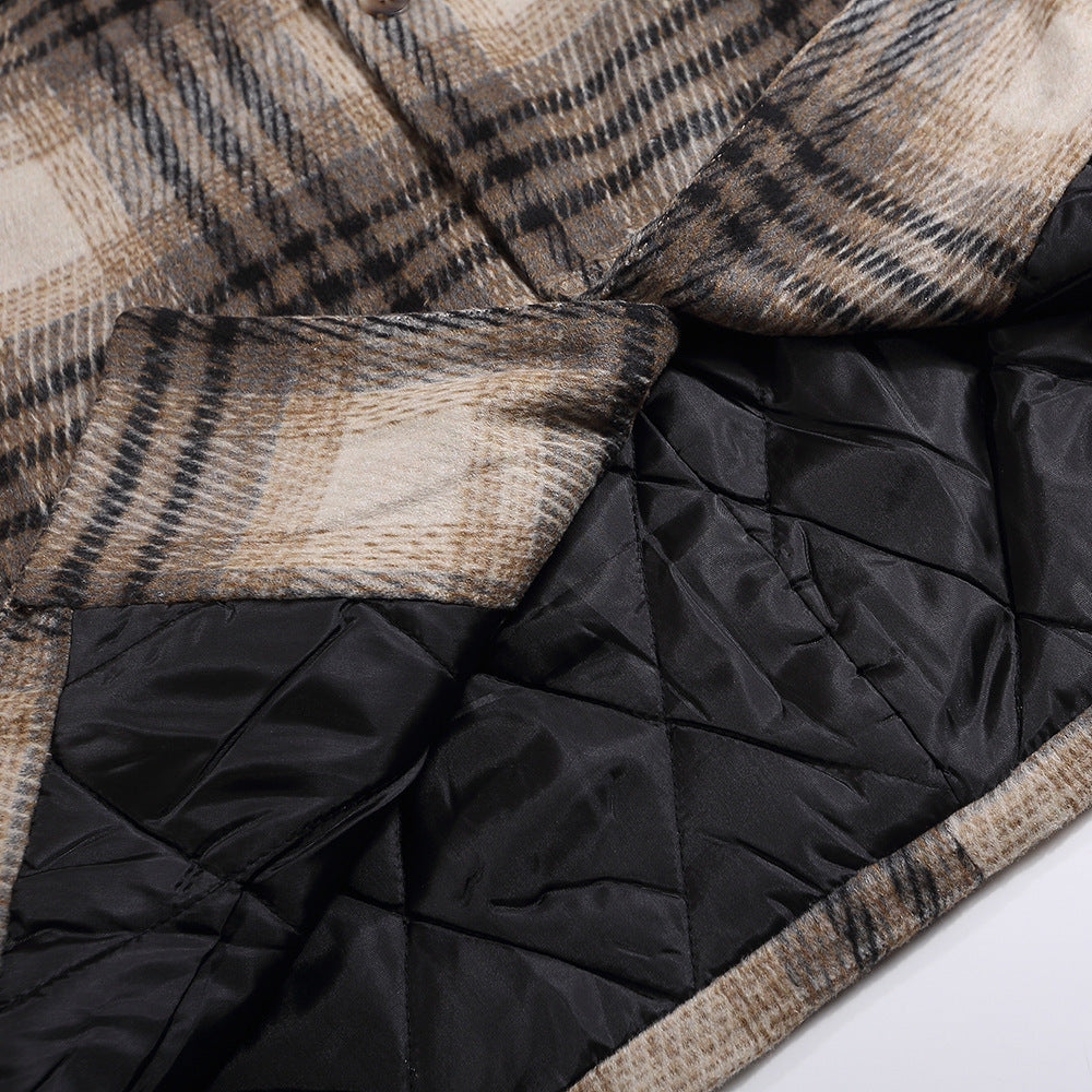 Checked Woolen Coat Men