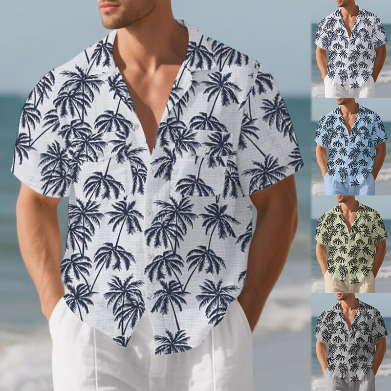 European And American Men's Beach Short Sleeve shirt