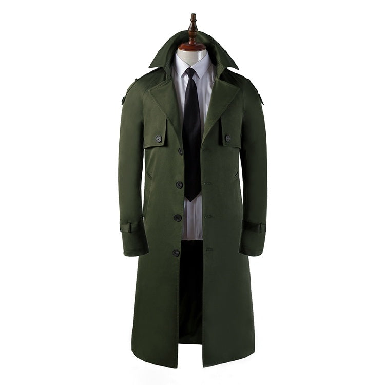 Men's Trench Coat Super Long Over The Knee Slim Business Casual coat