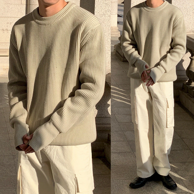 Loose Round Neck Knitted Coat