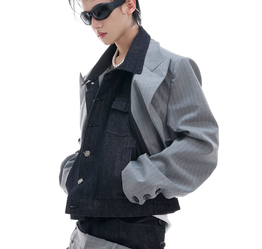 Denim Stitching Design Suit